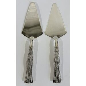 Set (2) Silea silver-plated Cake Servers Detailed Rope Handle 9.5"